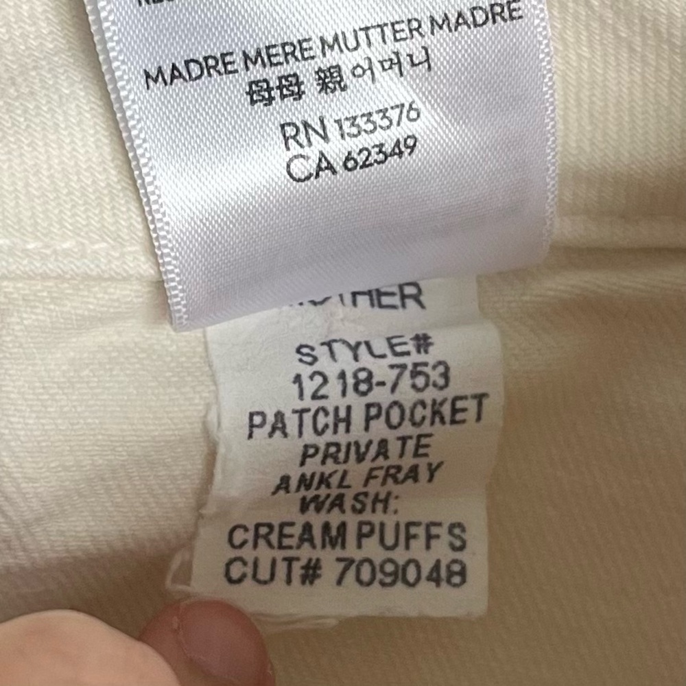 MOTHER Denim Jeans The Patch Pocket Private Ankle Fray Sz 31 Cream Puffs EUC - Picture 5 of 16